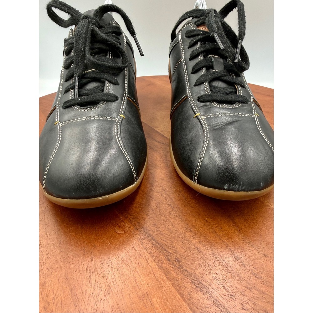Coach Mens Meyer Black Leather Low Top Signature Logo Sneakers Size 8M F289 - Picture 4 of 12